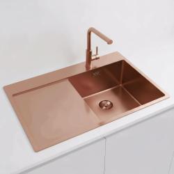Pure.Sink Exclusivo Medené umývadlo s odkvapkávacou časťou 78x52 cm Tapwing vpravo PEX4078RT-62