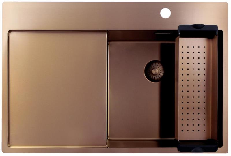 Pure.Sink Exclusivo Medené umývadlo s odkvapkávacou časťou 78x52 cm Tapwing vpravo PEX4078RT-62