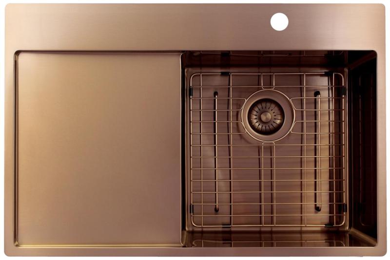 Pure.Sink Exclusivo Medené umývadlo s odkvapkávacou časťou 78x52 cm Tapwing vpravo PEX4078RT-62