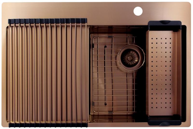 Pure.Sink Exclusivo Medené umývadlo s odkvapkávacou časťou 78x52 cm Tapwing vpravo PEX4078RT-62