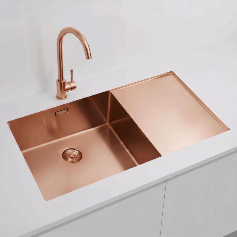 Pure.Sink Exclusivo Medené umývadlo s odčerpadlovacou časťou 86x52 cm Tapwing vľavo PEX5086LT-62
