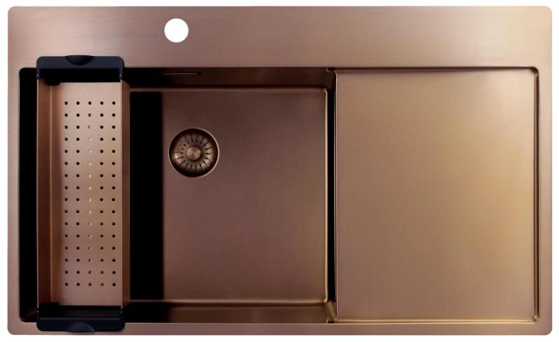 Pure.Sink Exclusivo Medené umývadlo s odčerpadlovacou časťou 86x52 cm Tapwing vľavo PEX5086LT-62