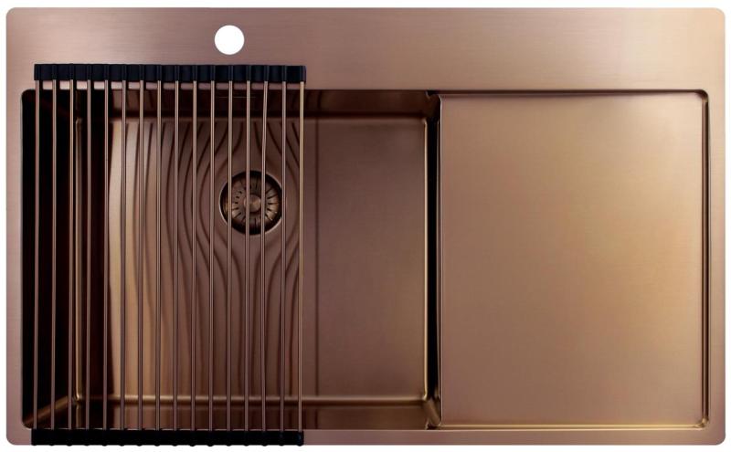 Pure.Sink Exclusivo Medené umývadlo s odčerpadlovacou časťou 86x52 cm Tapwing vľavo PEX5086LT-62