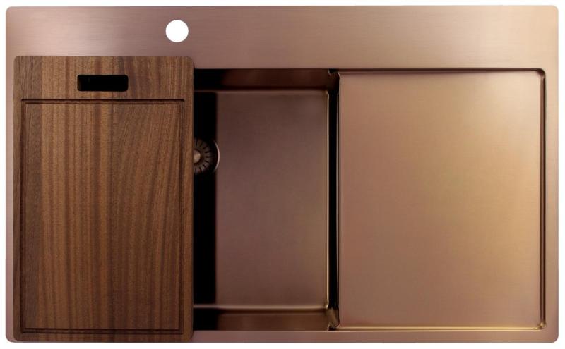 Pure.Sink Exclusivo Medené umývadlo s odčerpadlovacou časťou 86x52 cm Tapwing vľavo PEX5086LT-62