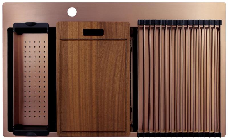 Pure.Sink Exclusivo Medené umývadlo s odčerpadlovacou časťou 86x52 cm Tapwing vľavo PEX5086LT-62