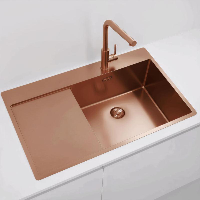 Pure.Sink Exclusivo Medené umývadlo s odčerpávacou časťou 86x52 cm Tapwing vpravo PEX5086RT-62