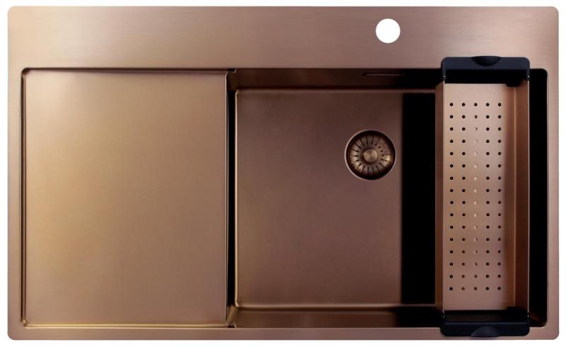 Pure.Sink Exclusivo Medené umývadlo s odčerpávacou časťou 86x52 cm Tapwing vpravo PEX5086RT-62