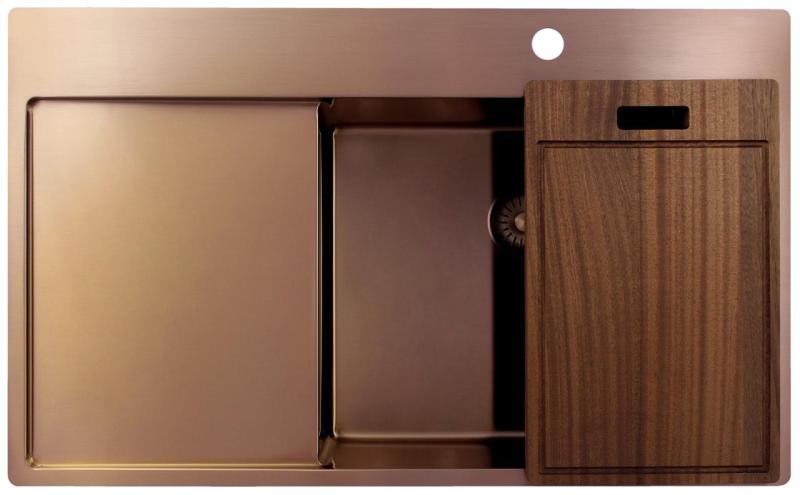 Pure.Sink Exclusivo Medené umývadlo s odčerpávacou časťou 86x52 cm Tapwing vpravo PEX5086RT-62