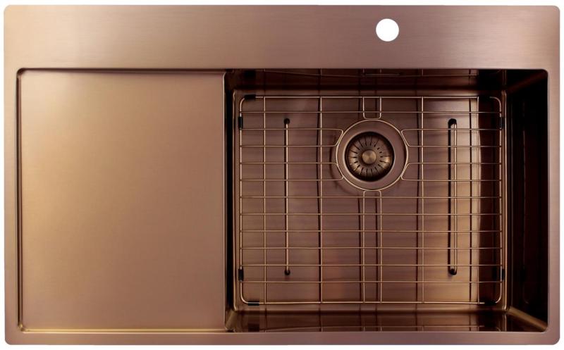 Pure.Sink Exclusivo Medené umývadlo s odčerpávacou časťou 86x52 cm Tapwing vpravo PEX5086RT-62