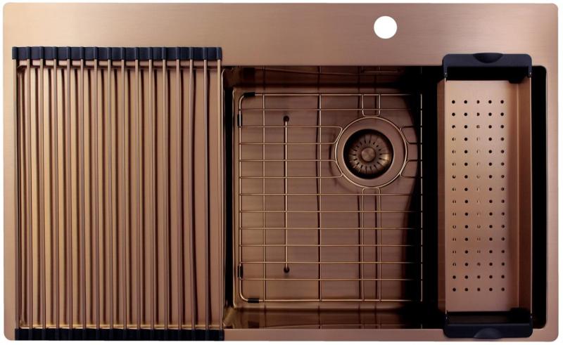 Pure.Sink Exclusivo Medené umývadlo s odčerpávacou časťou 86x52 cm Tapwing vpravo PEX5086RT-62