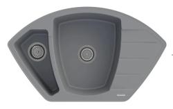 Graniteland Monte Granitový šedý rohový drez na povrchovú montáž 901x538mm s RVS zátkou 1208971416