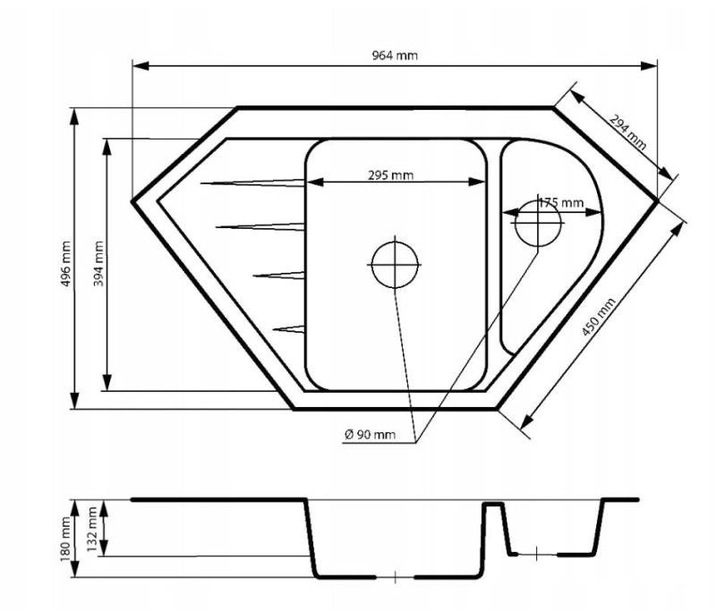 Graniteland Amiata Granitové béžové rohové umývadlo na povrch 965x496mm s nerezovou zástrčkou 1208971417