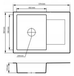 Graniteland Nex Granitový čierny drez s odčerpávacou časťou 574x464 mm 1208971428