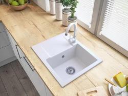 Graniteland Nex Granitový biely drez s odčerpávacou časťou 574x464 mm 1208971430