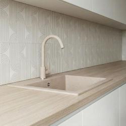 Graniteland Nera Granitový Drez 45x42 cm Bežový Nadstavba s Otvorom pre Kran a Nerezovou Zátkou 1208971434