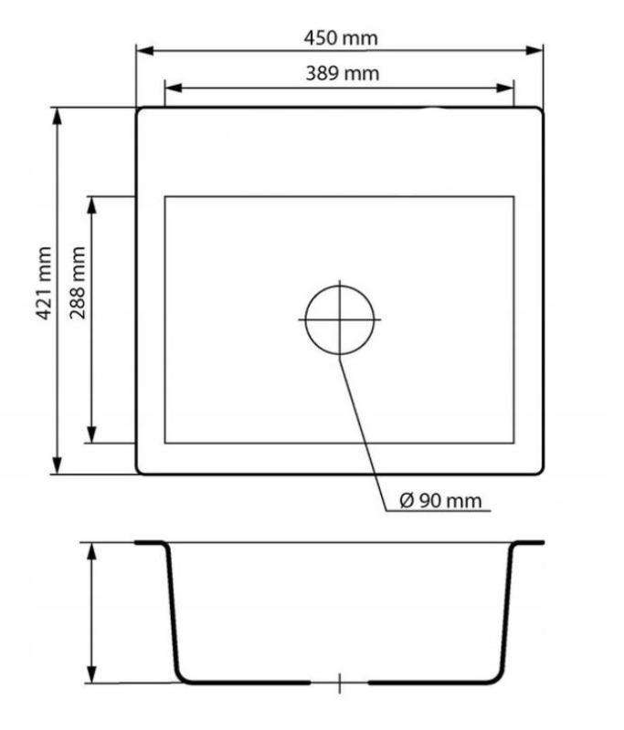 Graniteland Nera Granitový Drez 45x42 cm Bežový Nadstavba s Otvorom pre Kran a Nerezovou Zátkou 1208971434