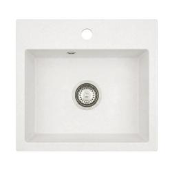 Graniteland Nera Granitový Drez 45x42 cm Biela Nadstavba s Otvorom pre Kran a Nerezovou Zátkou 1208971435