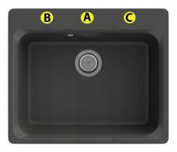 Graniteland Vastone Granitový Drez 619x522 mm Čierny Nadstavba s Otvorom pre Kohútik a Nerezovou Zátkou 1208971443