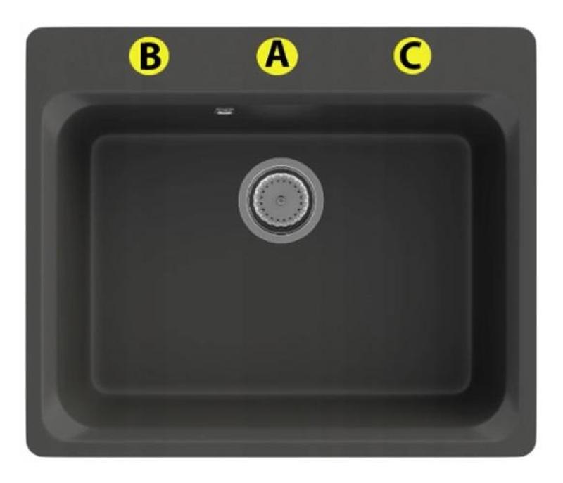 Graniteland Vastone Granitový Drez 619x522 mm Čierny Nadstavba s Otvorom pre Kohútik a Nerezovou Zátkou 1208971443