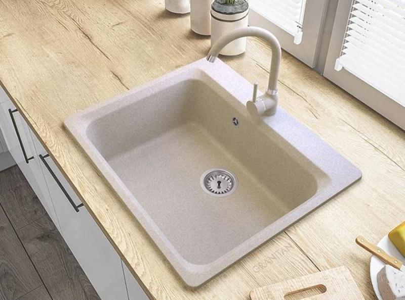 Graniteland Vastone Granitový Drez 619x522 mm Beige Povrchová montáž s Kranovou dierou a Nerezovou Zátkou 1208971444