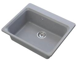 Graniteland Vastone Granite Sink 619x522 mm Gray Surface Mount with Faucet Hole and Stainless Steel Plug 1208971448