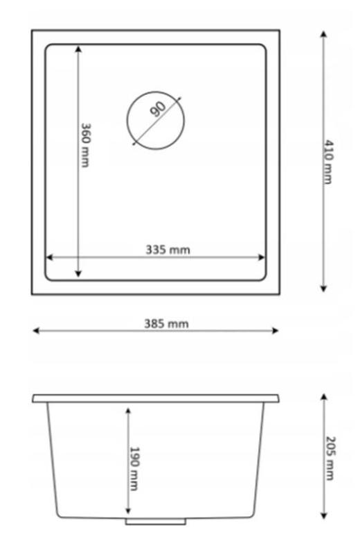 Graniteland Miniva Granitový Drez Arduin Tvrdený Kameň vyzerá ako spodná skriňa 385x410 mm 1208971449