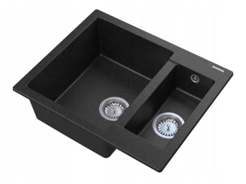 Graniteland Adda Granitový čierny 1.5 Drez Nadstavba 600x495mm 1208971454