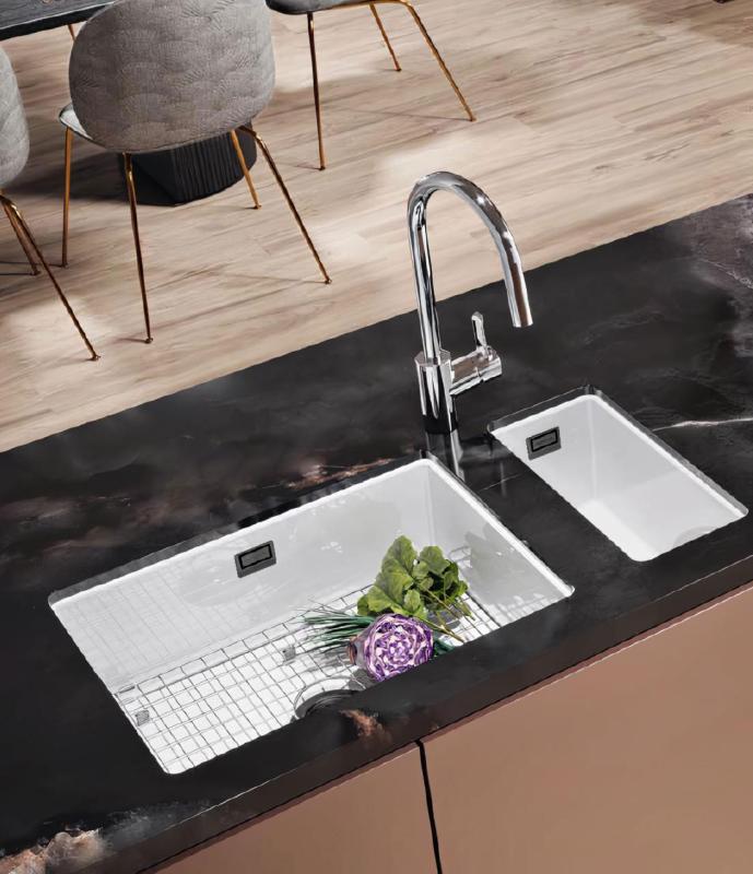 Ausmann Ceramic Ember Keramický Biely polovičný Umyvadlo Montáž a Podmontáž 174 x 400 mm s Gun metal zátkou 1208971503