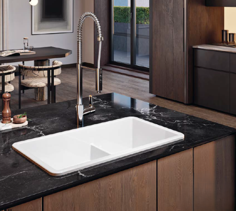 Ausmann Ceramic Ember Keramický Biely Poltora Drez na Povrchovú a Podpovrchovú Montáž 733 x 401 mm s Medenými Zátkami 1208971519