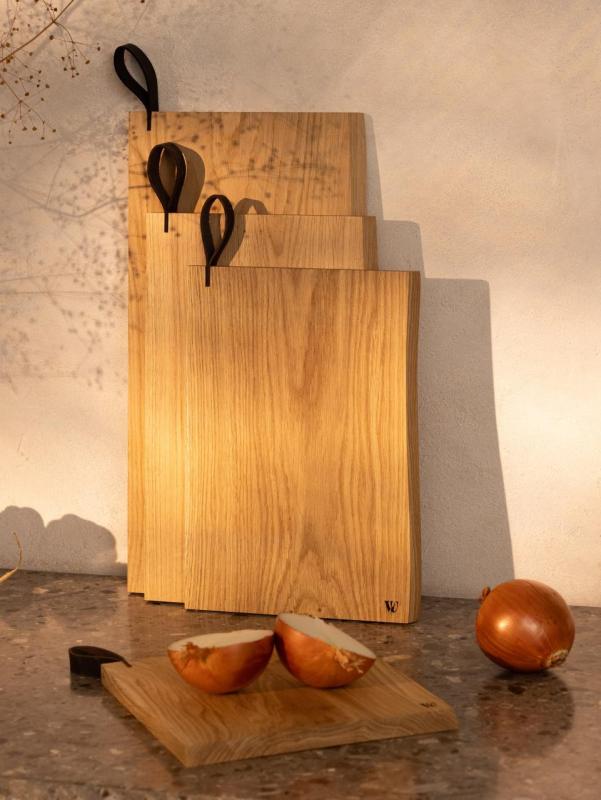 Woodsea Chop-Chop Oak L - Dubová doska na krájanie 40x24cm s koženou rukoväťou 1208971541