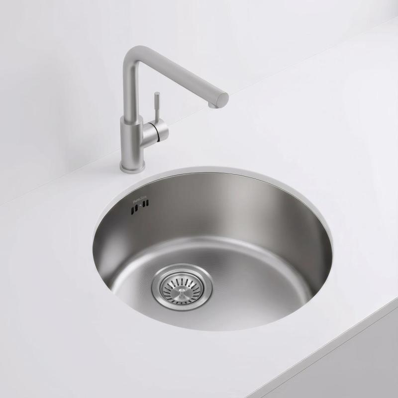 Pure.Sink Rondo RVS Kruhový drez na rovnú montáž, podmontáž a nadstavbu 38 cm PRN38-02