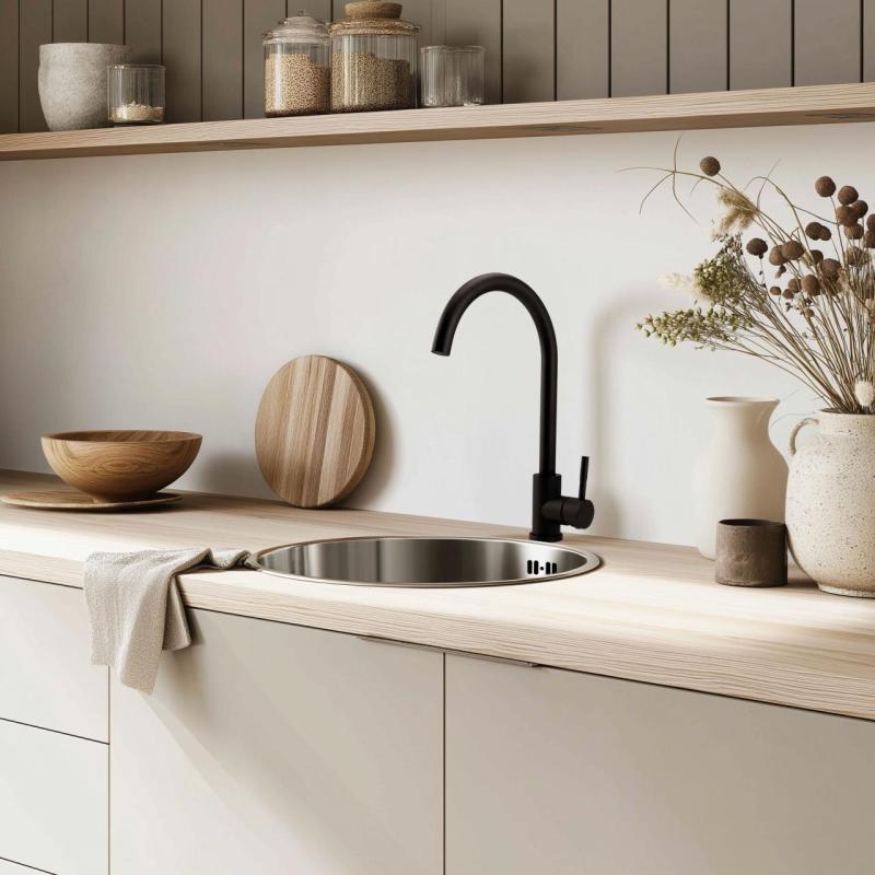 Pure.Sink Rondo RVS Kruhový drez na rovnú montáž, podmontáž a nadstavbu 38 cm PRN38-02