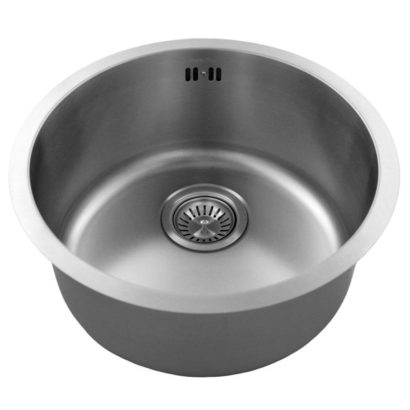 Pure.Sink Rondo RVS Kruhový drez na rovnú montáž, podmontáž a nadstavbu 38 cm PRN38-02