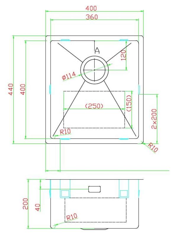 Pure.Sink Luxion Nerezový drez 36x40 cm podstavný, zapustený a nadstavbový  PLX3640-02