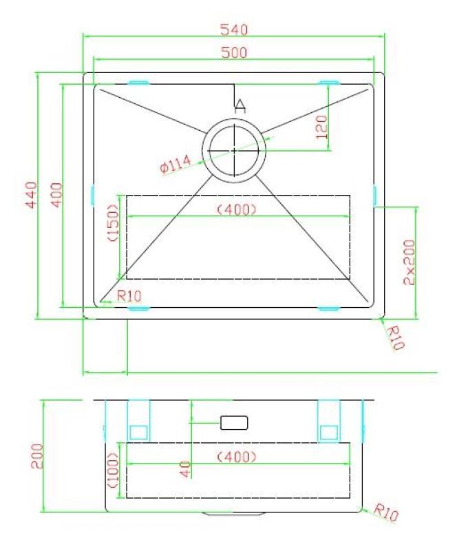 Pure.Sink Luxion Nerezový drez 50 x 40 cm podstavný, zapustený a nadstavbový  PLX5040-02