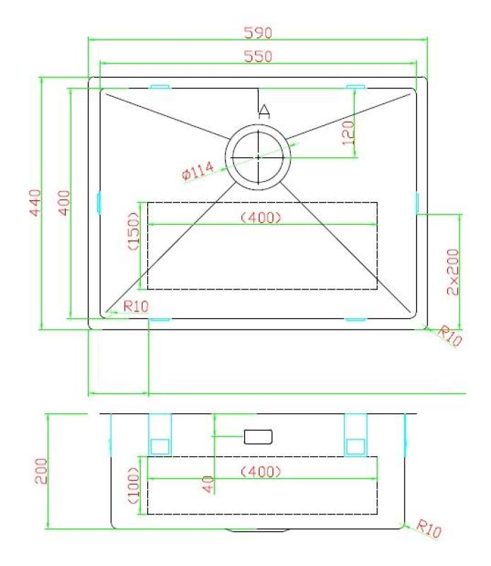 Pure.Sink Luxion Nerezový drez 55 x 40 cm podstavný, zapustený a nadstavbový PLX5540-02