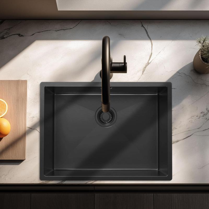 Pure.Sink Luxion PVD Čierny drez 55x40 cm podstavný, zapustený a nadstavbový PLX5540-63