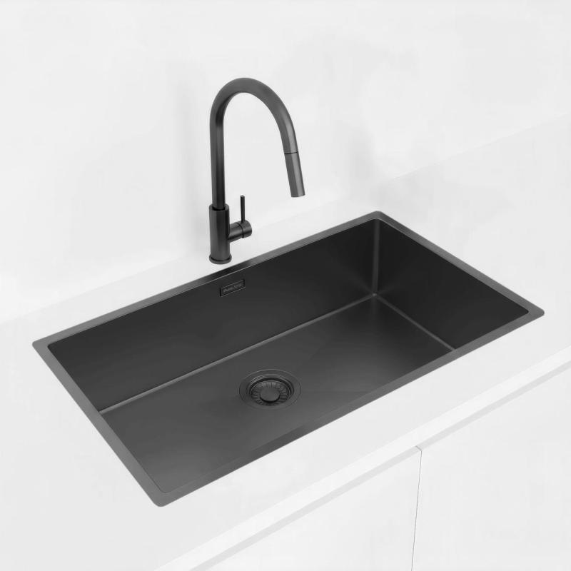 Pure.Sink Luxion Veľký PVD čierny drez 74x40 cm podstavný, zapustený a nadstavbový PLX7440-63