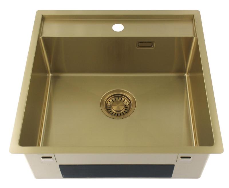 Pure.Sink Luxion Zlatý drez 51x50 cm Tapwing s otvorom pre batériu PLX5150T-60