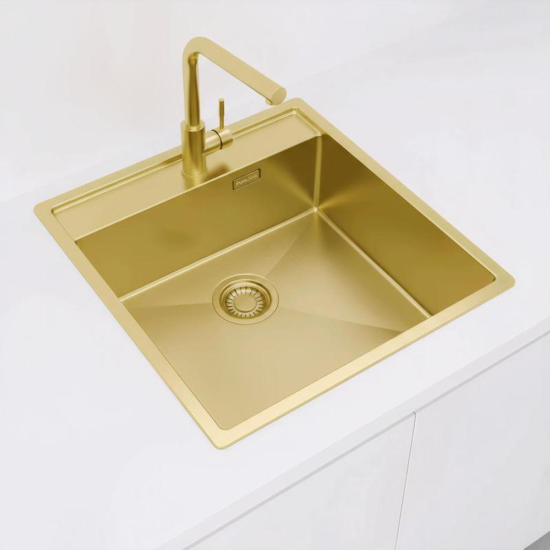 Pure.Sink Luxion Zlatý drez 51x50 cm Tapwing s otvorom pre batériu PLX5150T-60