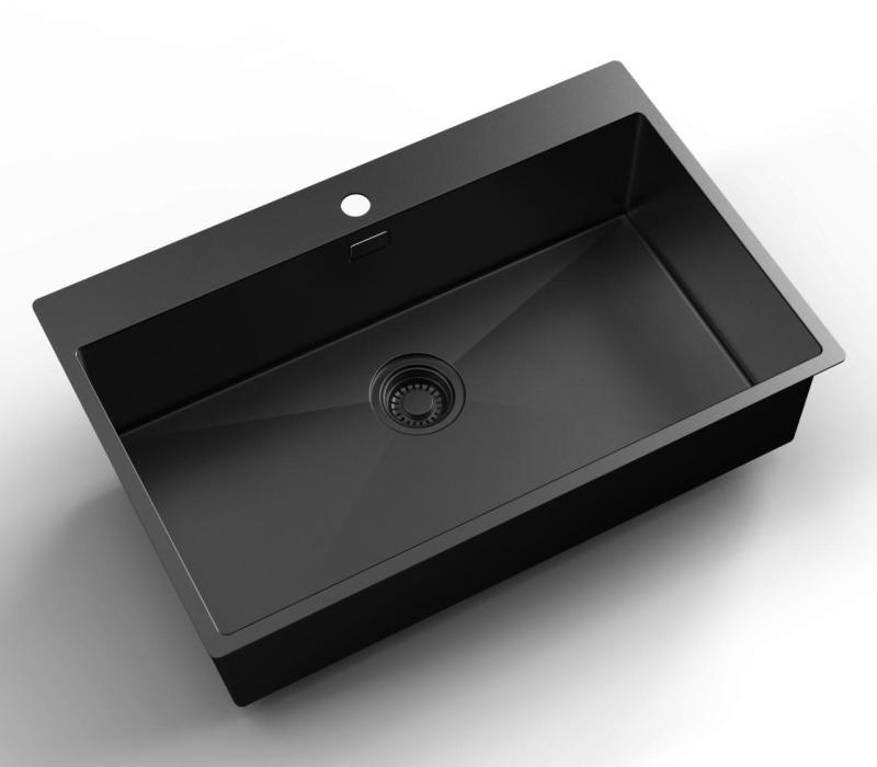Pure.Sink Luxion PVD Veľký čierny drez 78x50 cm Batéria s otvorom na batériu PLX7850T-63