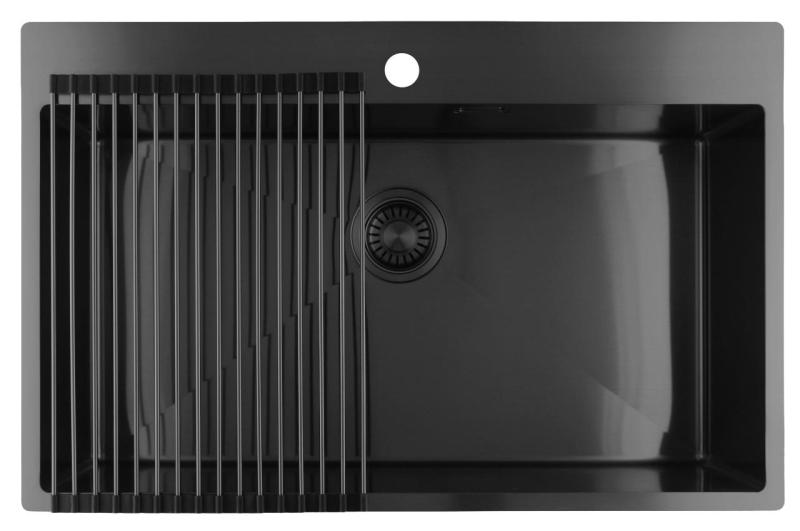 Pure.Sink Luxion Veľký umývadlový drez z gun metal 78x50 cm Tapwing s otvorom na batériu PLX7850T-61