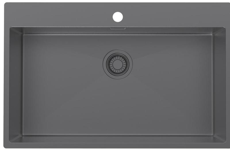 Pure.Sink Luxion Veľký umývadlový drez z gun metal 78x50 cm Tapwing s otvorom na batériu PLX7850T-61