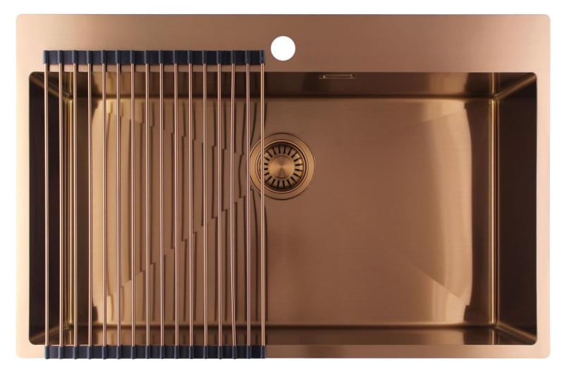 Pure.Sink Luxion Veľký medený drez 78x50 cm Tapwing s otvorom na batériu PLX7850T-62