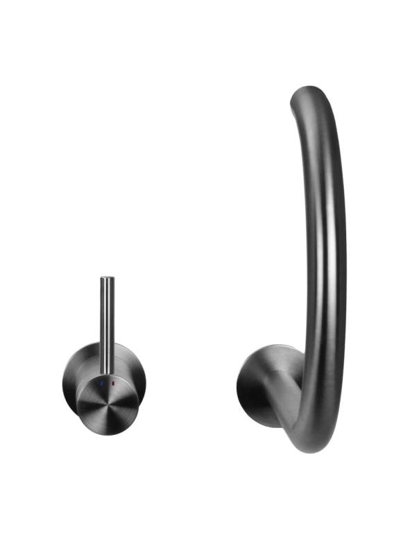 Pure.Sink Luxion 2-otvorový masívny nerezový kuchynský batériový kohútik s okrúhlym výtokom PLX2HR-02