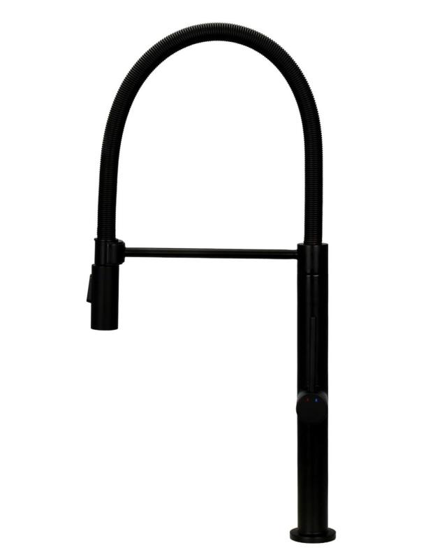 Pure.Sink Luxion Matný čierny kuchynský batériový kohútik profi s flexibilným výtokom a 2 typmi prúdu PLXFLEX-10