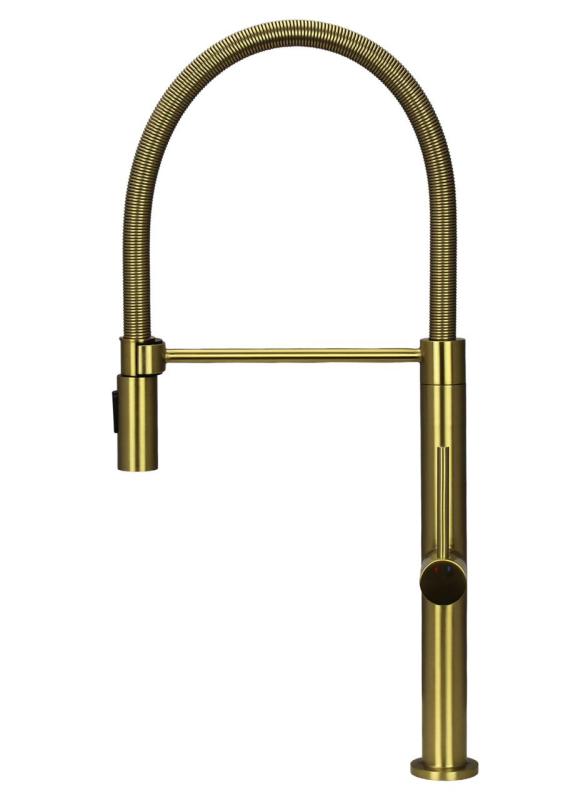 Pure.Sink Luxion Zlatý kuchynský batériový kohútik profi s flexibilným výtokom a 2 typmi prúdu PLXFLEX-60