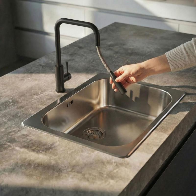 Pure.Sink Luxion Matná čierna kuchynská batéria square s výsuvným výtokom PLXSQUA-10