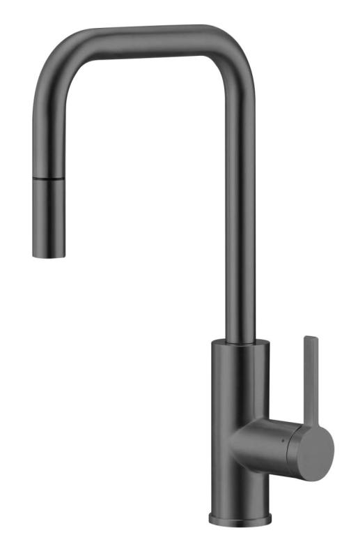 Pure.Sink Luxion Kuchynský kohútik Gun metal square s výsuvným výtokom PLXSQUA-61