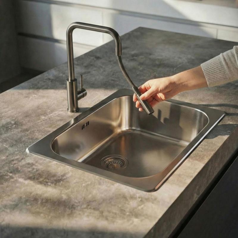 Pure.Sink Luxion Kuchynský kohútik Gun metal square s výsuvným výtokom PLXSQUA-61